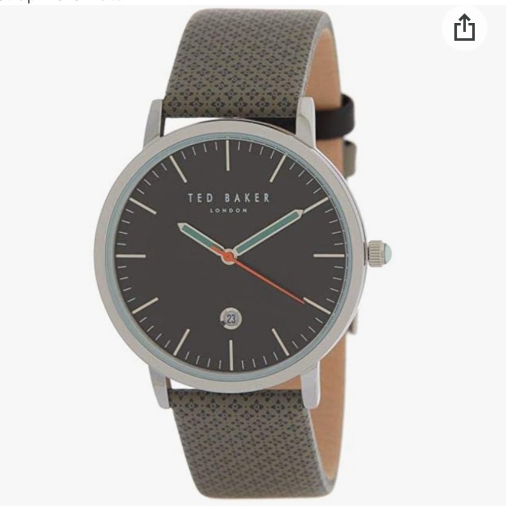 Ted Baker London Grey Printed Leather Strap Mens Watch - TE50495001